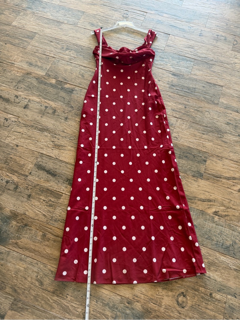 Princess Polly End Credits Off Shoulder Pleat Maxi Dress in red polka dot - Picture 9 of 10